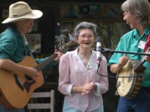 Rosa and friends at the Jack Tale Festival, a benefit event for the Hicks family held for many years at Bolick Pottery in Blowing Rock, NC.