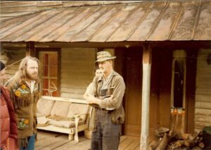 The Hicks always welcomed visitors including Ron Evans, a Chippewa-Cree Metis, from northern Saskatchewan and Larry Syzdek from upstate New York. (That's Rosa peering over Ray's shoulder.) (Photo by: Connie Regan-Blake)